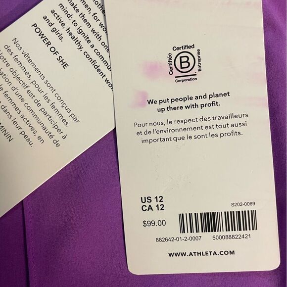 ATHLETA Brooklyn Heights Pants Jazzy Purple Vienna Slim Stretch Tech NWT Size 8 - Picture 8 of 8